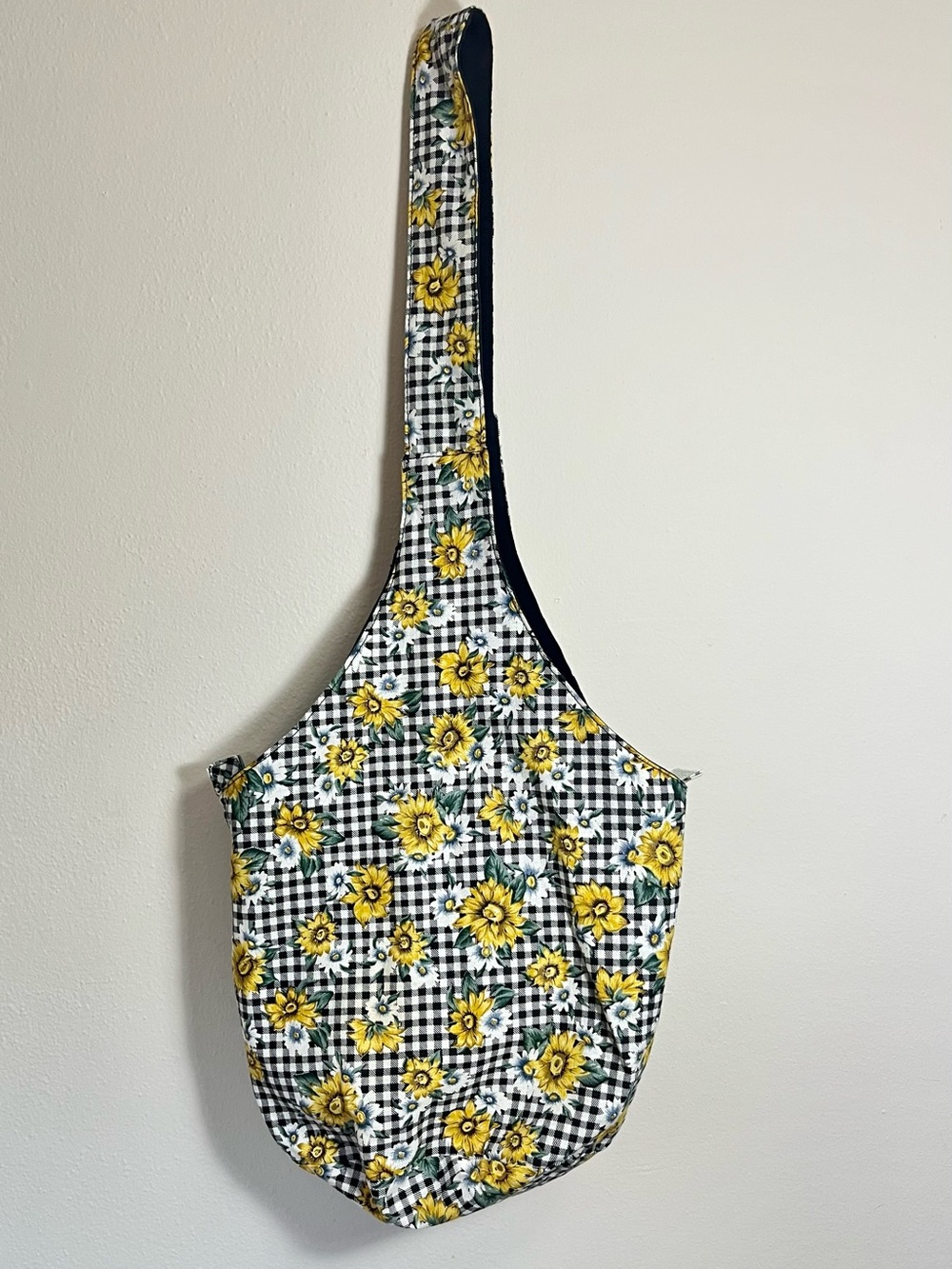 Yellow Sunflower Gingham Sling Bag - Women